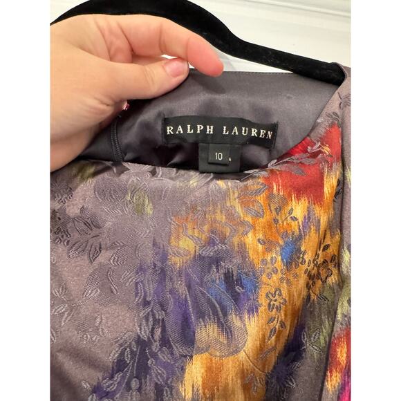 Ralph Lauren Silk Drop Waist Floral Sleeveless Grey Knee-Length Dress Size 10 - Picture 2 of 9